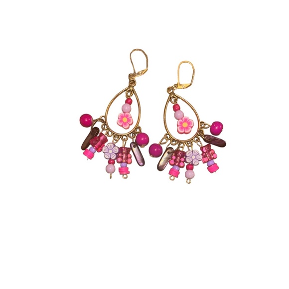 brand new PINK AND PURPLE DANGLE EARRINGS - Picture 2 of 4